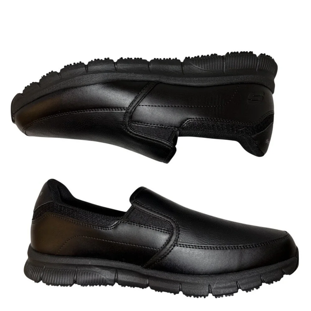 SKECHERS Men's Relaxed Fit Nampa Groton SR Slip Resistant Work Shoe Black Sz 7